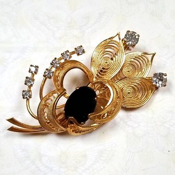 Vintage Western Germany Rhinestone Brooch Pin - Picture 2 of 15